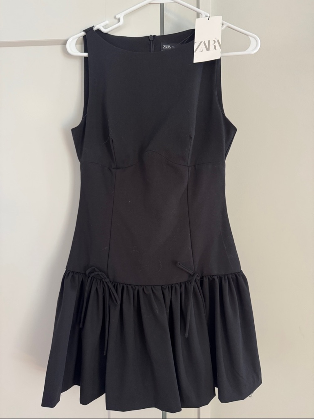 Zara Black Sleeveless Ruffle-Hem Mini Dress NWT Small